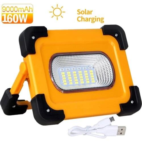 50W LED COB Outdoor Flood Light Solar Rechargeable Projector Spotlight LED Magnetic Wall Lamp Work Light With 6000mAh Power Bank