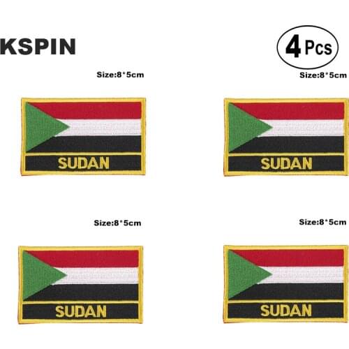 Sudan Rectangular Shape Flag Iron on Saw on Patches Embroidered Flag Patches National Flag Patches for Clothing