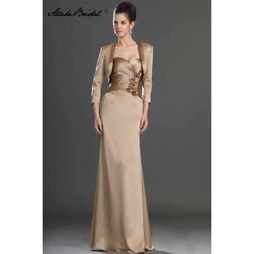 Gorgeous Mermaid Satin Mother of the Bride Dress Long Formal Womens Dress with Jacket