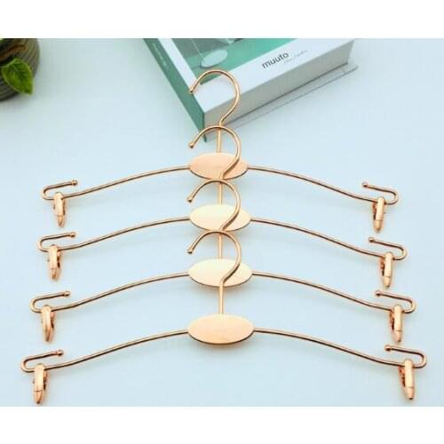 Rose Gold Metal Clothes Hanger with Clothespins Clip Bra Underwear Lingerie Panties Drying Rack Hanger Hook