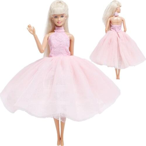 BJDBUS High Quality Pink Doll Dress Lace Dancing Skirt Evening Party Gown Princess Clothes for Barbie Doll Accessories Baby Toys