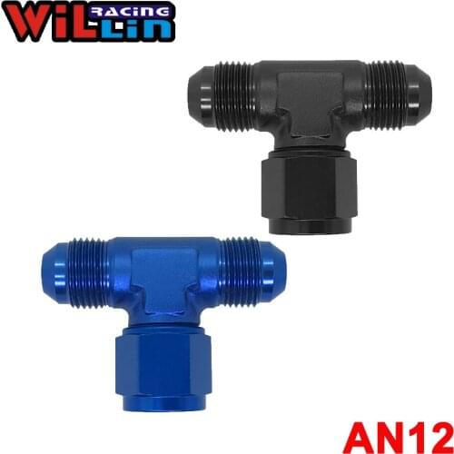 WILLIN - 2 pcs/pack AN12 TEE Female Swivel On Side AN Aluminum Fitting Adapter Oil Cooler Adapter Blue/Black-9251-12