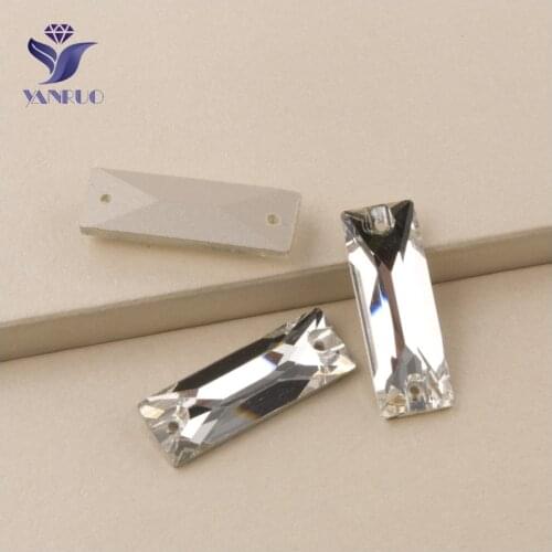 YANRUO 3255 All Sizes Clear Cosmic Baguette Crystal Rhinestone Sewing Beads Flatback Sew On Strass For Dress