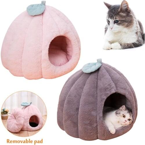 Funny Pumpkin Cat Bed House Cute Cozy Cat Mat Beds Warm Durable Portable Pet Basket Kennel Dog Cushion Cat Supplies Multicolor