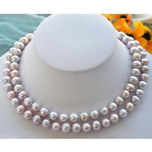 32inch NEW Fashion Womens 7-8mm Natural Purple Freshwater Cultured Pearl Necklac jj