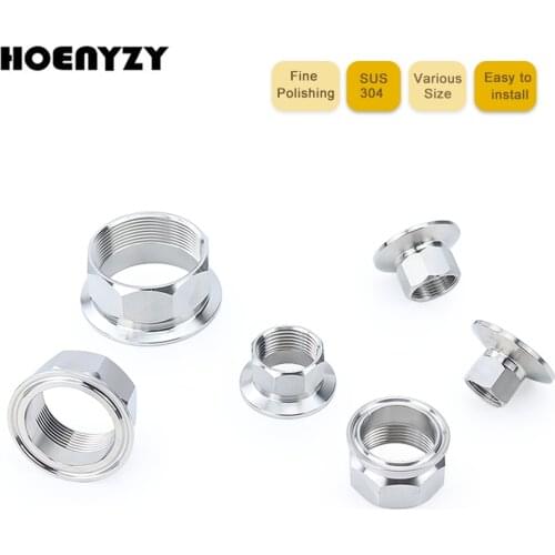2PCS 1/2" 3/4" 1" 1-1/4" 1-1/2" BSPT Hexagonal Female Thread SS304 DN15/DN20 Sanitary Fitting 1.5" 2" Tri Clamp 50.5mm Ferrule