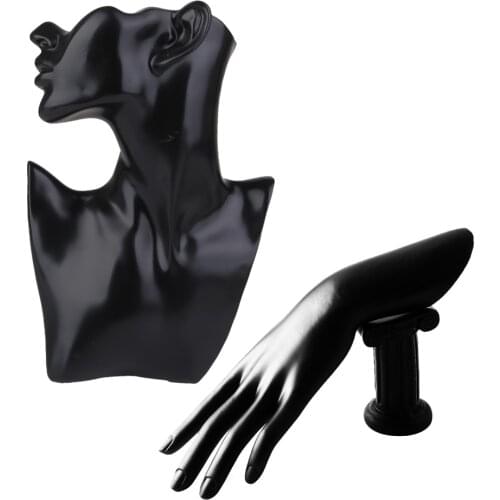2 Pieces Resin Mannequin Hand Bust Bracelet Necklace Earring