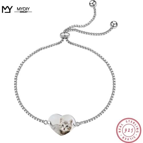 2021Trend Personalized Custom Picture Fashion Jewelry 925 Stering Silver Adjustable Female Bracelet Minimalist Fine Jewelry