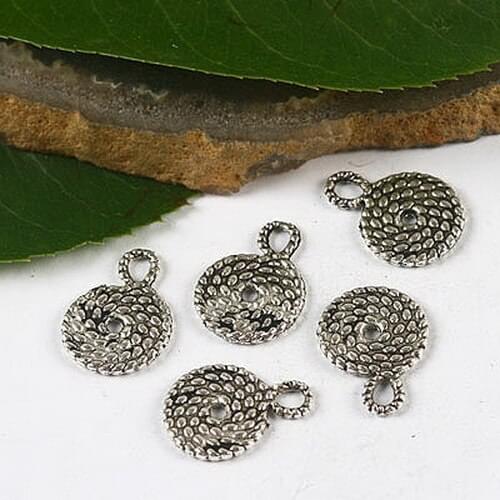 40pcs Tibetan silver studded circles charms H2640