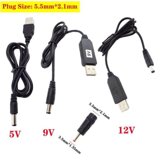 5V 9V 12V Type A USB Power Boost Line DC Step UP Module USB Converter Adapter Cable 5.5mm*2.1mm Plug Jack Power Cable V