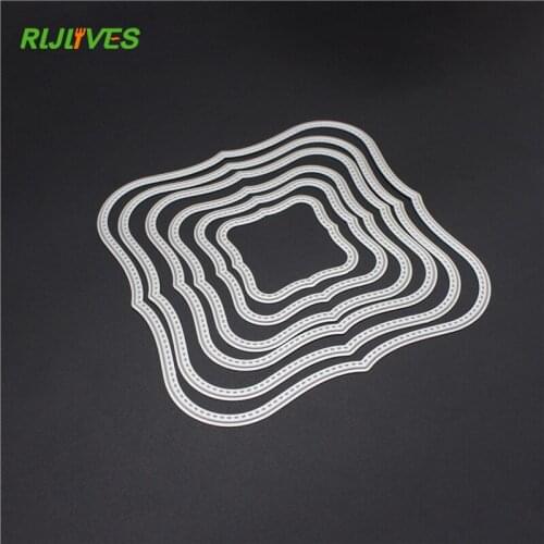6Pcs/set Wavy Square Frames Cutting Dies Stencils For DIY Scrapbooking Paper Cards Embossing Cut Dies 12x12cm