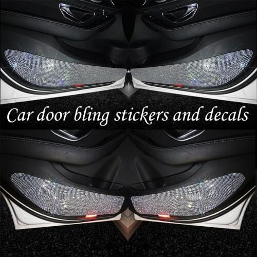 Diamond Car Stickers and Decals Anti kick Mat Car Door Protective Bling Rhinestone Scratch-resistant Auto Interior Accessories