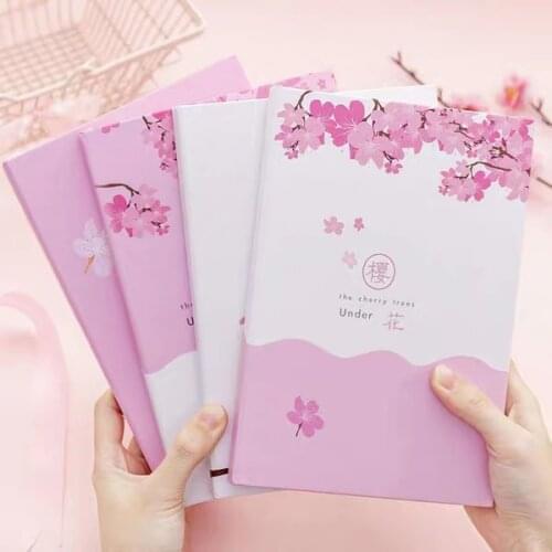 Agenda 2021 Kawaii Sakura Notebook Grids Line Dot Weekly Monthly Planner Diary Journal Agenda Notepad Pink School Stationery