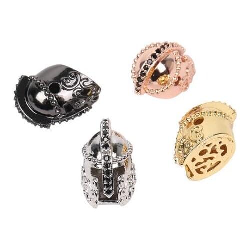 10*14mm warrior head crystal micro pave cz zircon cubic zirconia beads copper silver gold plated bracelet accessories yfg3