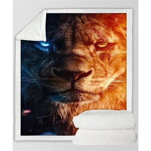 Plstar Cosmos Flame Lion Fleece Blanket 3D print Sherpa Blanket on Bed Home Textiles Dreamlike style-2