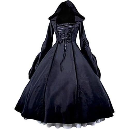 Gothic Black Witch Cosplay Hooded Dress party dress prom dress