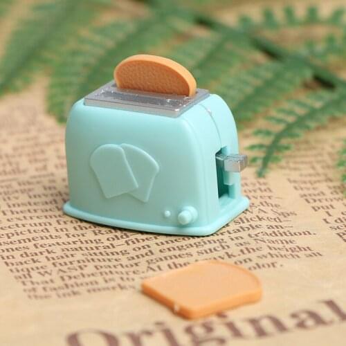 New!1/12 Scale Dollhouse Bread Machine With Toast Miniature Cute Decorations Toaster Dollhouse Mini Accessories
