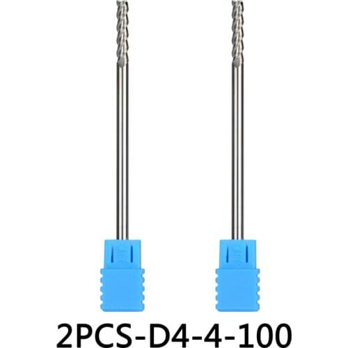 2pcs/lot D4-4-100 Tungsten Steel End Mills 3 Flute Long Cutting Edge and Flattened Head Milling Cutters Machining for Aluminum