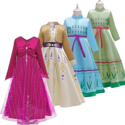 Elsa Anna Dress Girls Cosplay Snow Queen Kids Christmas Birthday Party Princess Costume Accessory Princess Dress Girls