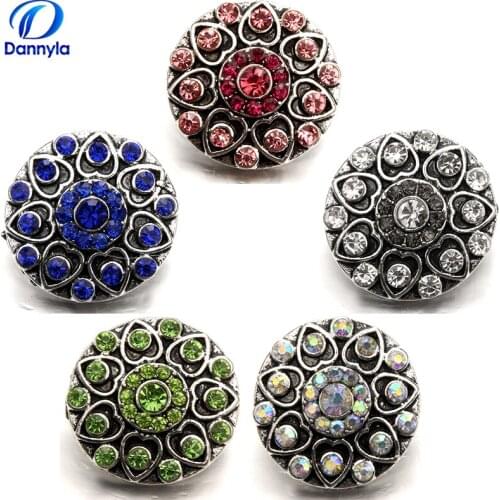 Round Crystal Wholesale Snap Button Jewelry Mix Color Button Charms For Women LSSN489