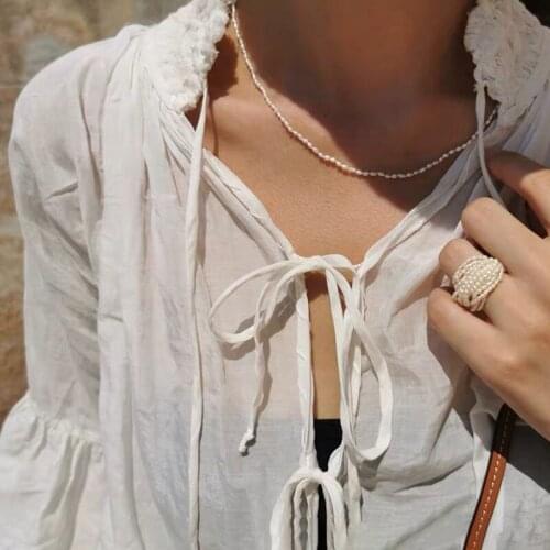 Fashion Necklace Natural Pearl Millet Bead Necklace Female Personality Simple Small Fresh Pearl Necklace Clavicle Chain