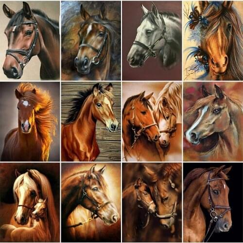 MomoArt 5D DIY Diamond Painting Horse Picture Sale Diamond Embroidery Animal Full Drill Square Mosaic New Arrival Decor For Home