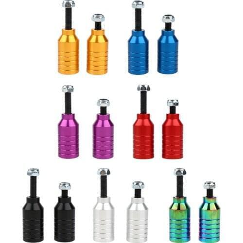 Scooter Stunt Pegs Set 2pcs Aluminum Alloy Scooter Pegs & 2pcs Carbon Steel Axles 55mm + 70mm and 2pcs Lock Nuts