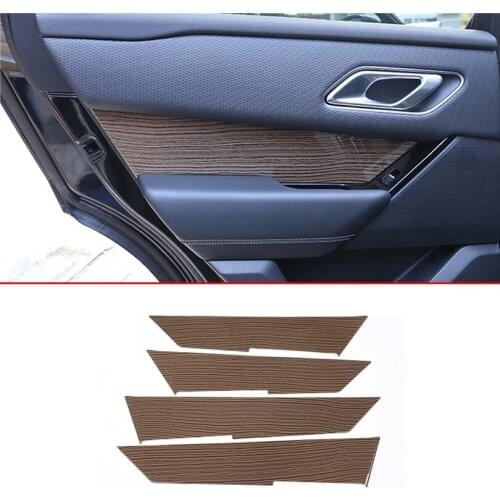 4pcs Sands Wood Grain ABS Plastic Car Interior Door Handle Panel Cover Trim For Land Rover Range Rover VELAR 2017 2018 2019