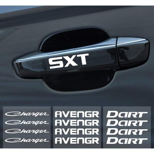 Car Sticker 4PCS Door Handle Wiper Decor Decals for Dodge SXT Challenger RAM 1500 Charger Avengr Durango Caliber Dart Nitro SRT