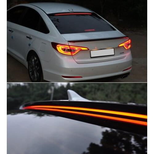 Light guide LED high brake light LED Roof Long Surface-Emitting SpoilerBlack For Hyundai Sonata LF 2015