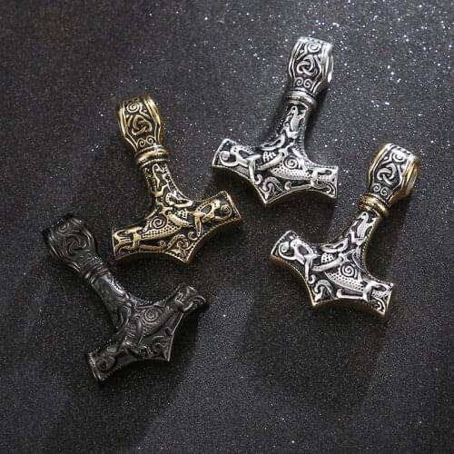 Norse Viking Celtic Knot Axe Biker Pendant 316L Stainless Steel Jewelry Classic Thor Hammer Biker Mens Pendant Wholesale SWP0494