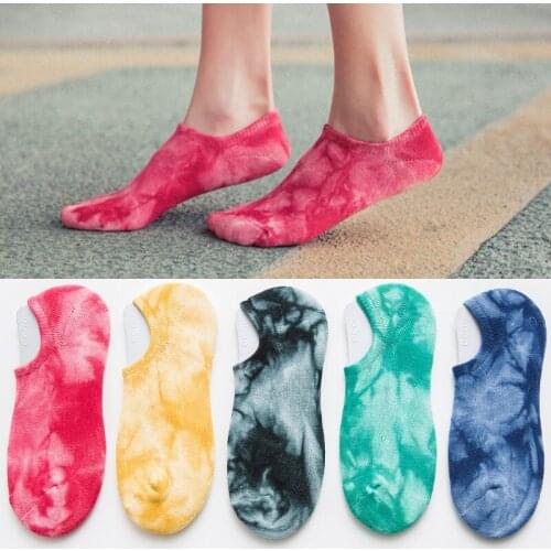 High Quality Fashion Invisible Tie-Dye Semi-brushed Saxharajuku Designer Socks Ankle Breathable Novelty Funny Cotton Casual