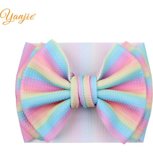 2021 New Summer Floral Print Puff Hair Bows Headband For Girls Baby 7'' Big Bow Hair Band Kids Trendy Hair Accessories Wholesale
