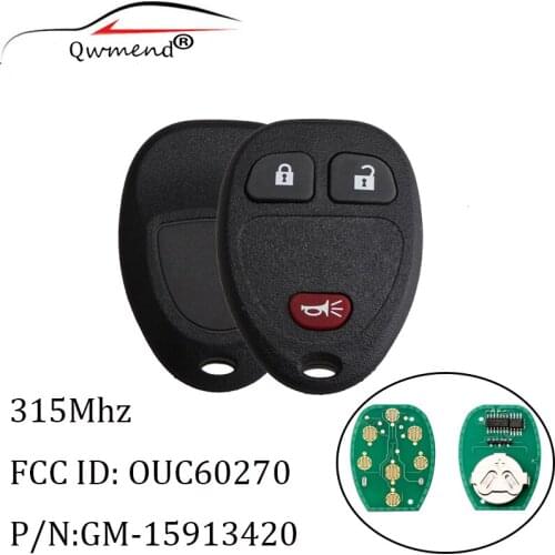 QWMEND OUC60221 15913420 for GMC Key 3 Buttons Car Remote Key for GMC Chevy Silverado Sierra 1500 2500 3500 Original Key 315mhz