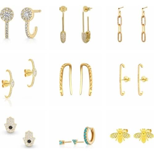 Luxury Copper Bling Zircon Piercing Earrings Fashion Crystal Unique Design Stud Earring Wedding Jewerly Gift For Lovers' Couples