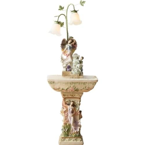 Zq European-Style Living Room TV Cabinet next to Floor Ornaments Large Water Fountain Home Decorations