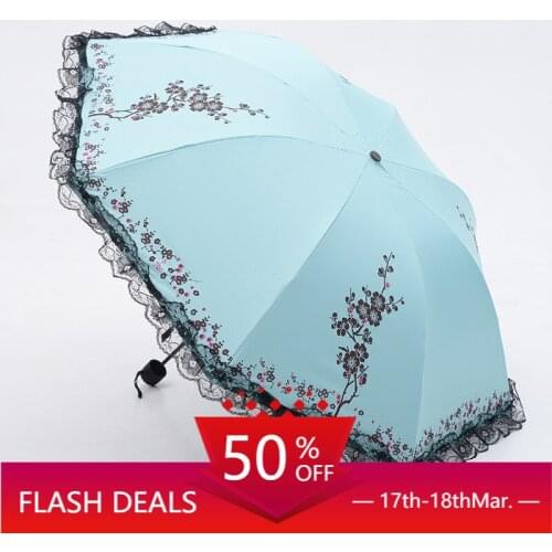 Folding Sun Umbrella Printing Lace Umbrella Womens Black Rubber Umbrella UV Protection Sunshade patio umbrella umbrella