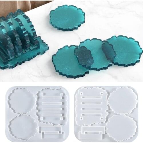 Diy Coaster Storage Rack Silicone Molds Set for Diy Uv Epoxy Crystal Insulation Pad Resin Mould Kitchen Decoration Newest