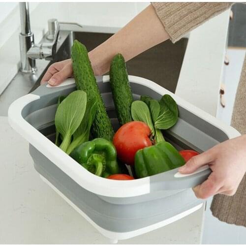 Mildew Resistant Foldable Cutting Board Kitchen Silicone Cutting Board Thickened Fruit Washing Basket