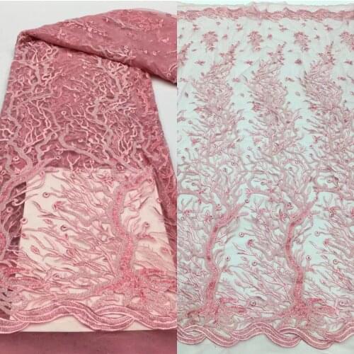 High Quality Sequin Lace Fabric New Arrival African Lace Fabric S-6186812 With Beads Tulle Lace Fabric For Wedding Dress