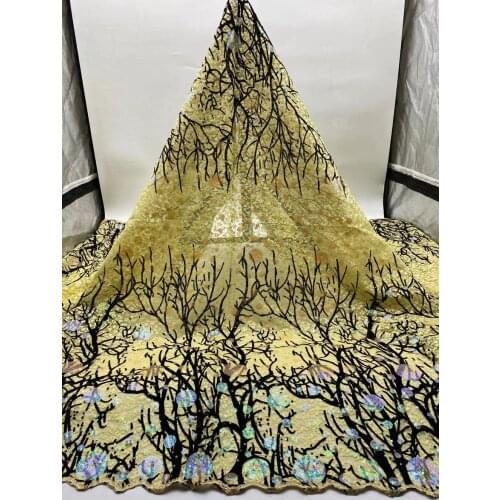 High Quality Lace Fabric Sequin Embroidery Tulle Mesh Design DIY Banquet Dress Fashion Skirt Sewing Supplies 5 Yards Wholesale