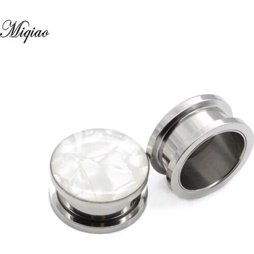 Miqiao 2pcs 4-25mm Stainless Steel Ear Tunnel Plug Ear Gauge Plug and Tunnel Fleash Ear Stretcher Body Jewelry