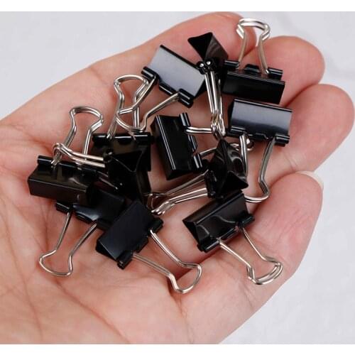 12Pcs 15mm Metal Binder Clips Notes File Letter Paper Foldback Clip Photo Binding Clamps Office Supplies Stationery