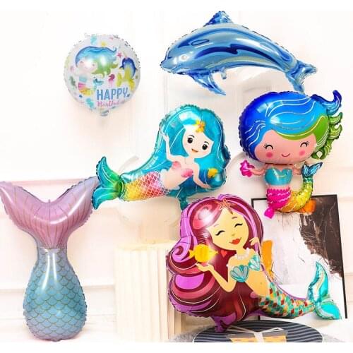 1pc Mermaid Aluminum Film Balloon Girl Baby Birthday Theme Modeling Cartoon Party Kid Toy Supplies Ocean Scene Hot Selling