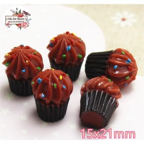Chocolate ice cream cup 10PCS dessert 3D Resin Flatback Cabochon Miniature food Art Supply Decoration Charm Craft DIY 15x21mm