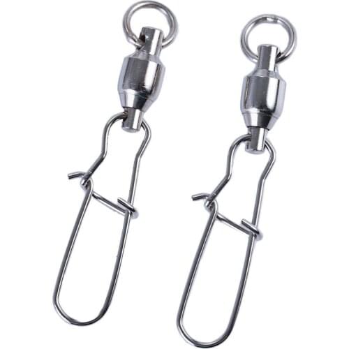 10pcs Reinforced Interlock Snap Steel High Rolling Lure Hook Connector Fishing Line Connector Ball Bearing Fishing Swivels