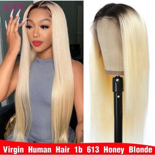 Suttie Omber 1b Root 613 Blonde Lace Frontal Wig Straight Prepluck 4x4 13x4 Lace Closure Glueless Human Hair Wigs With Baby Hair