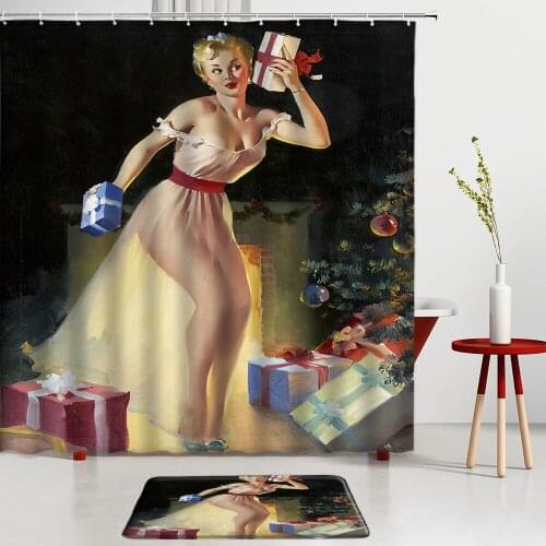 Cartoon Animals Shower Curtains Set Elk Raccoon Fox Bath Mats Entrance Door Mats Bathroom Rugs Child Room Decoration Carpets