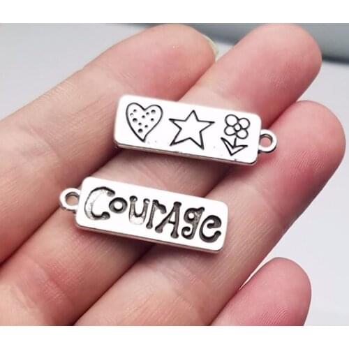 20pcs/lot--30x10mm, Antique silver plated courage charms,DIY supplies,Jewelry accessories