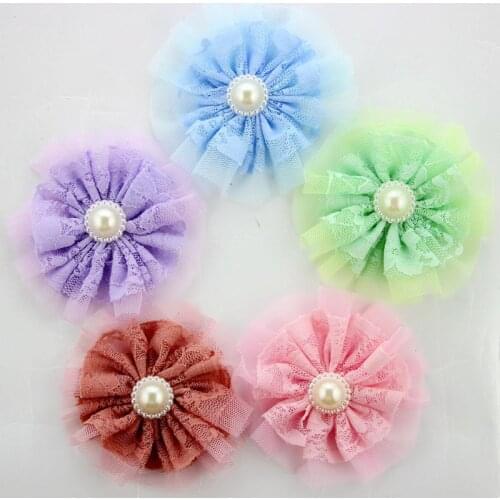3.5 Inch Vintage lace flower with ABS pearl center wholesale Headbands accessories for clothes